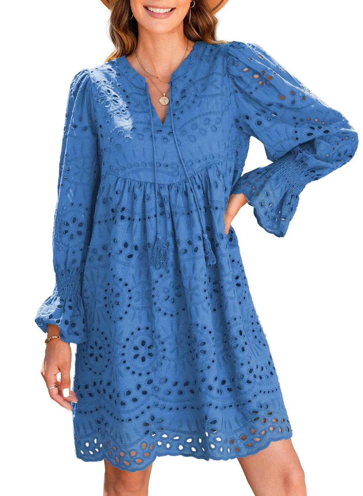 Vintage Eyelet Cotton Midi Dress Dresses