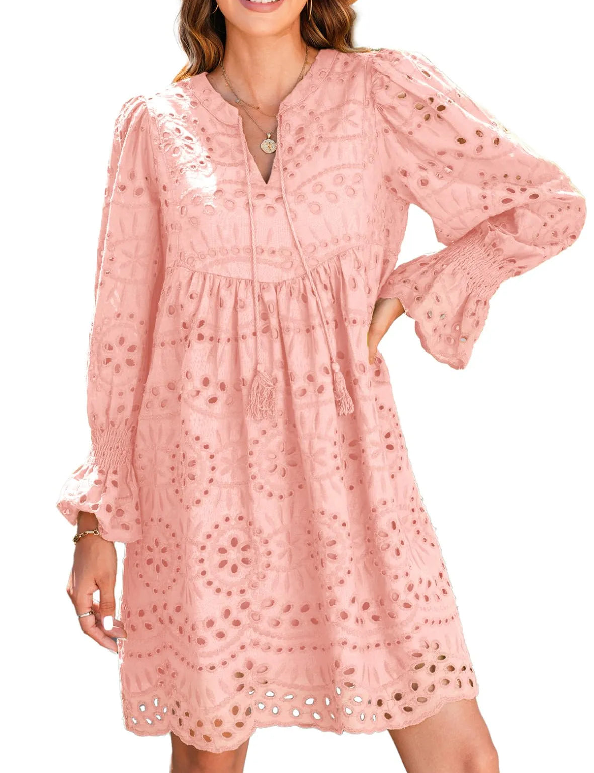 Vintage Eyelet Cotton Midi Dress Dresses