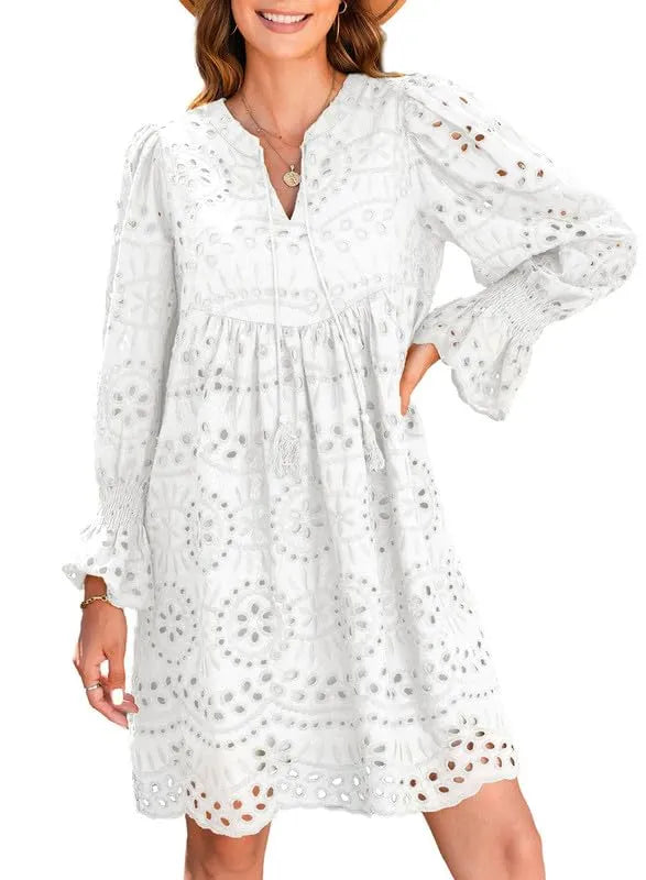 Vintage Eyelet Cotton Midi Dress Dresses