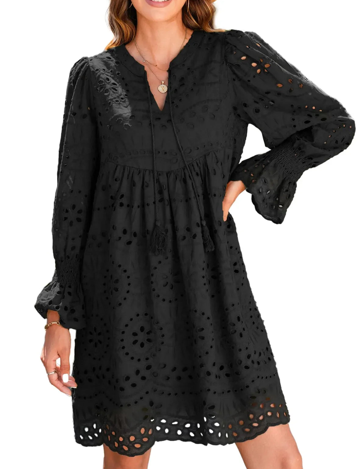 Vintage Eyelet Cotton Midi Dress Dresses