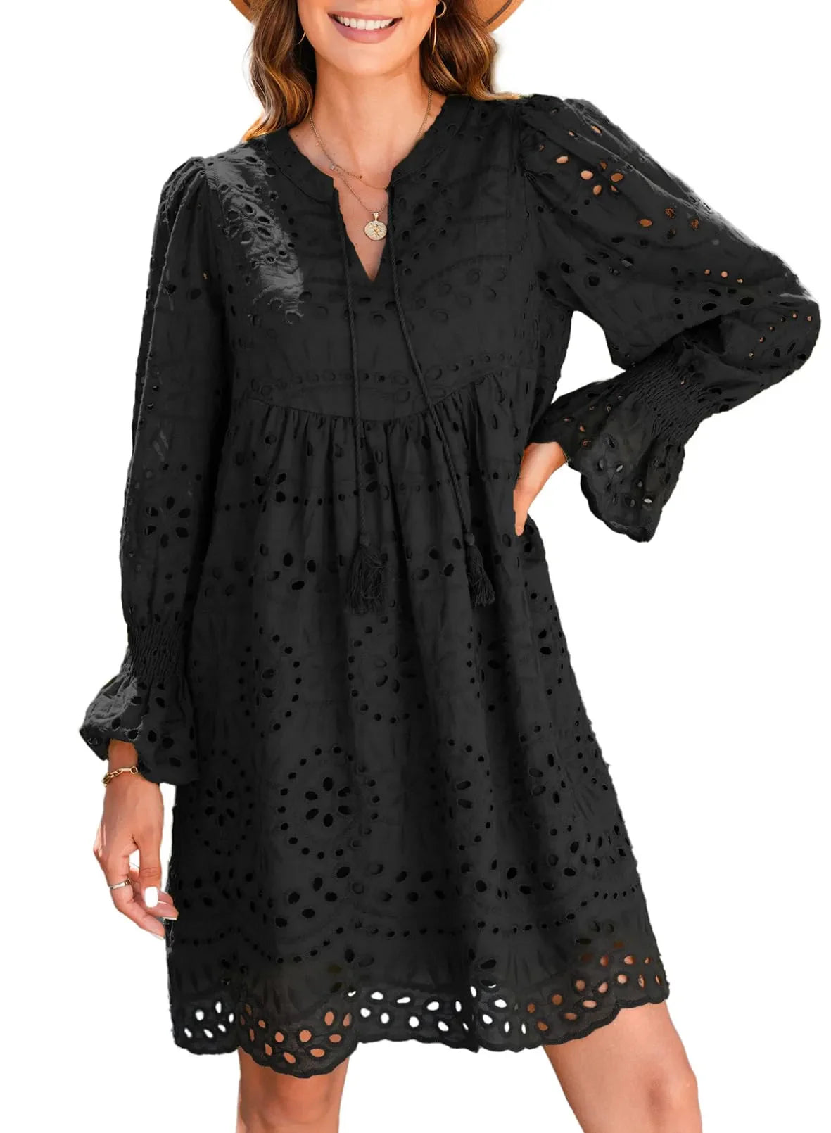 Vintage Eyelet Cotton Midi Dress Dresses