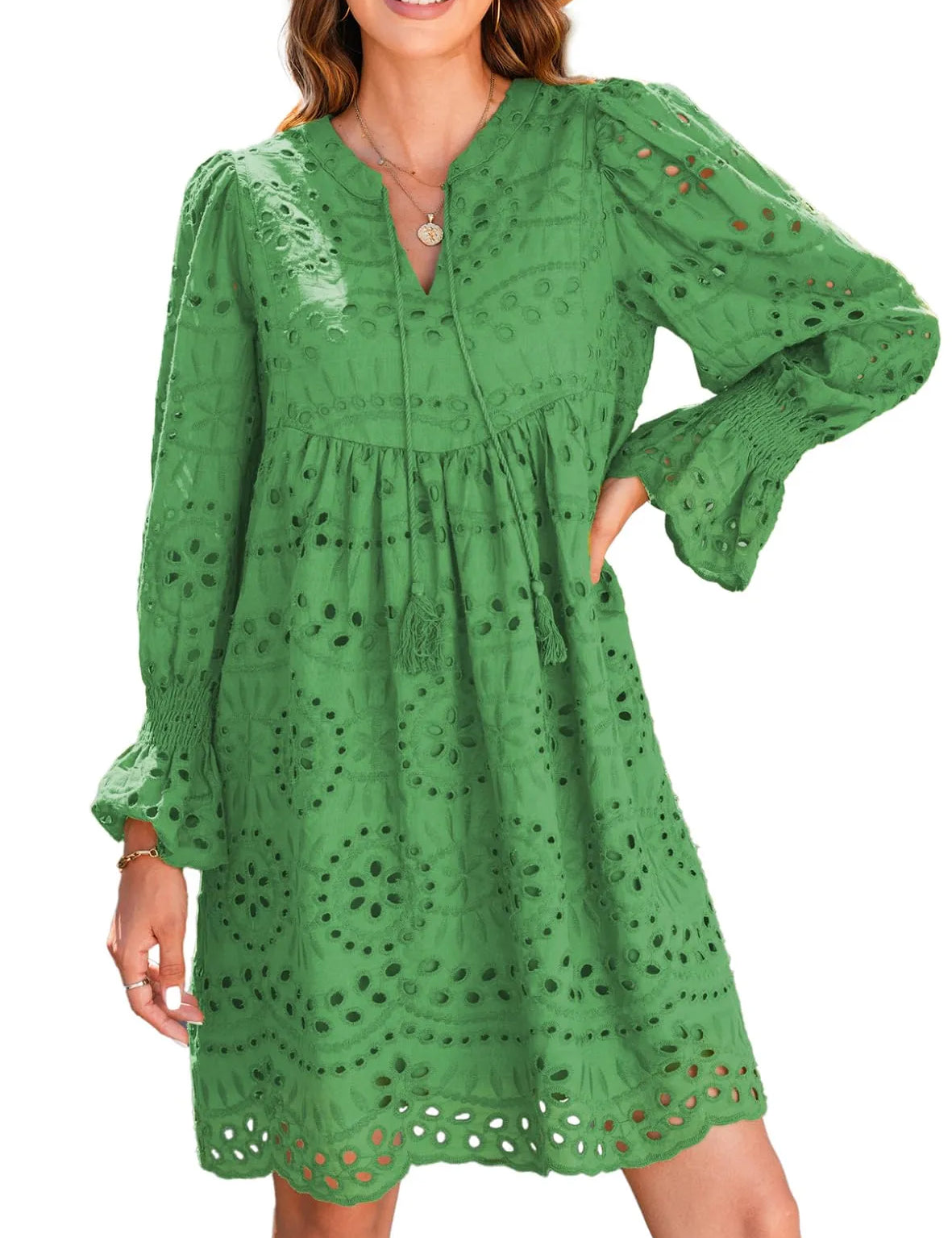 Vintage Eyelet Cotton Midi Dress Dresses