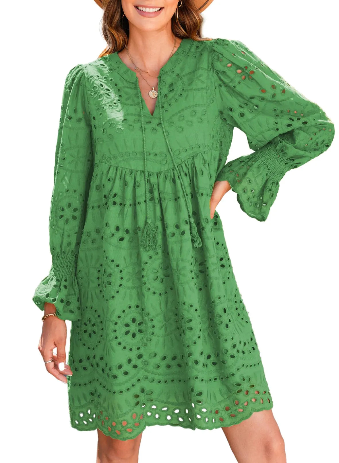 Vintage Eyelet Cotton Midi Dress Dresses
