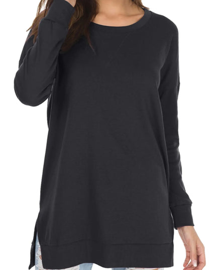 Long Sleeve Side Slit Comfort Top Sweaters
