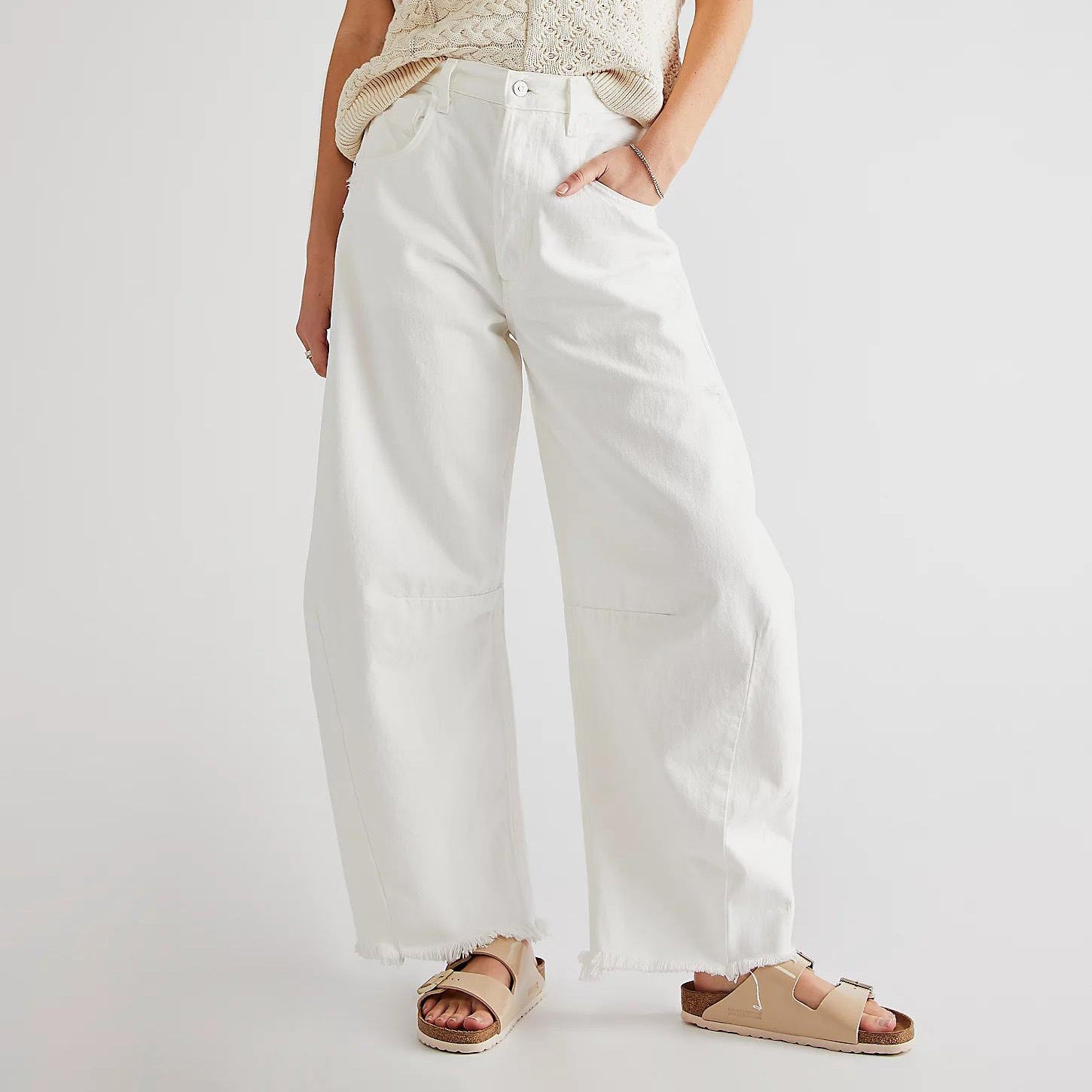 Summer Barrel Jean White Women's Clothing