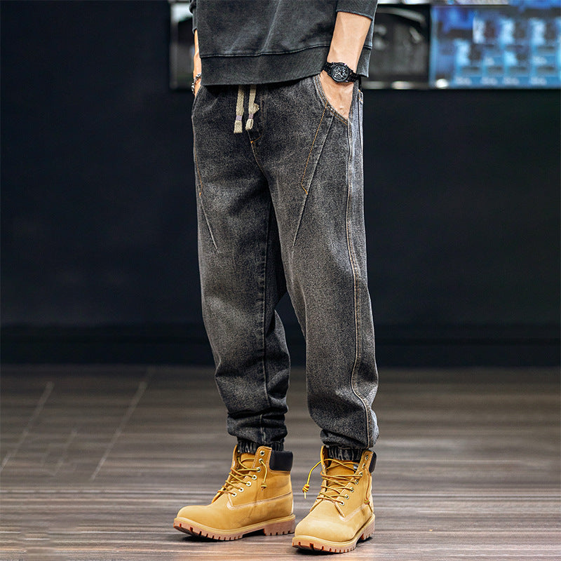V Line Denim Jogger Gray Men's Clothing