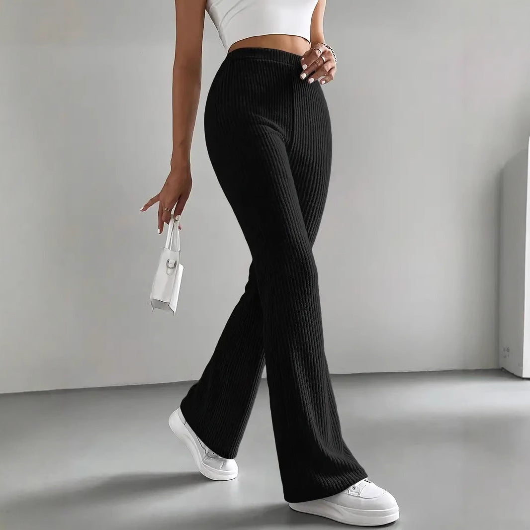 Flare Ribbed Lounge Pant Black Women's Clothing