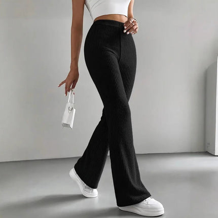 Flare Ribbed Lounge Pant Black Women's Clothing