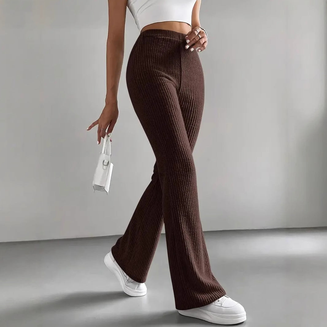 Flare Ribbed Lounge Pant Brown Women's Clothing