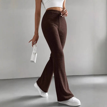 Flare Ribbed Lounge Pant Brown Women's Clothing