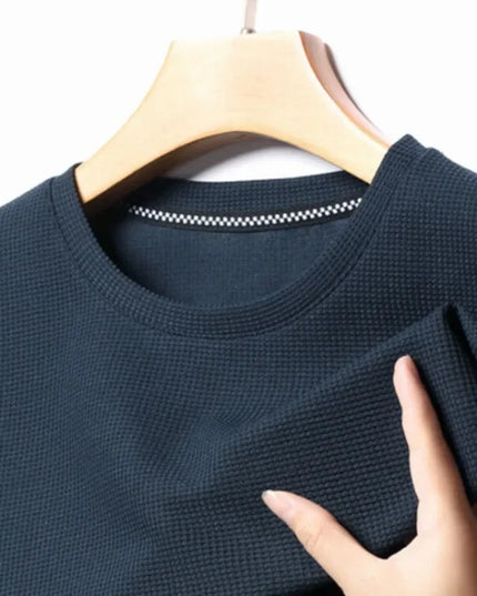 Men’s Summer Waffle Knit Round Neck T-Shirt – Lightweight Casual Tee Men T-Shirts