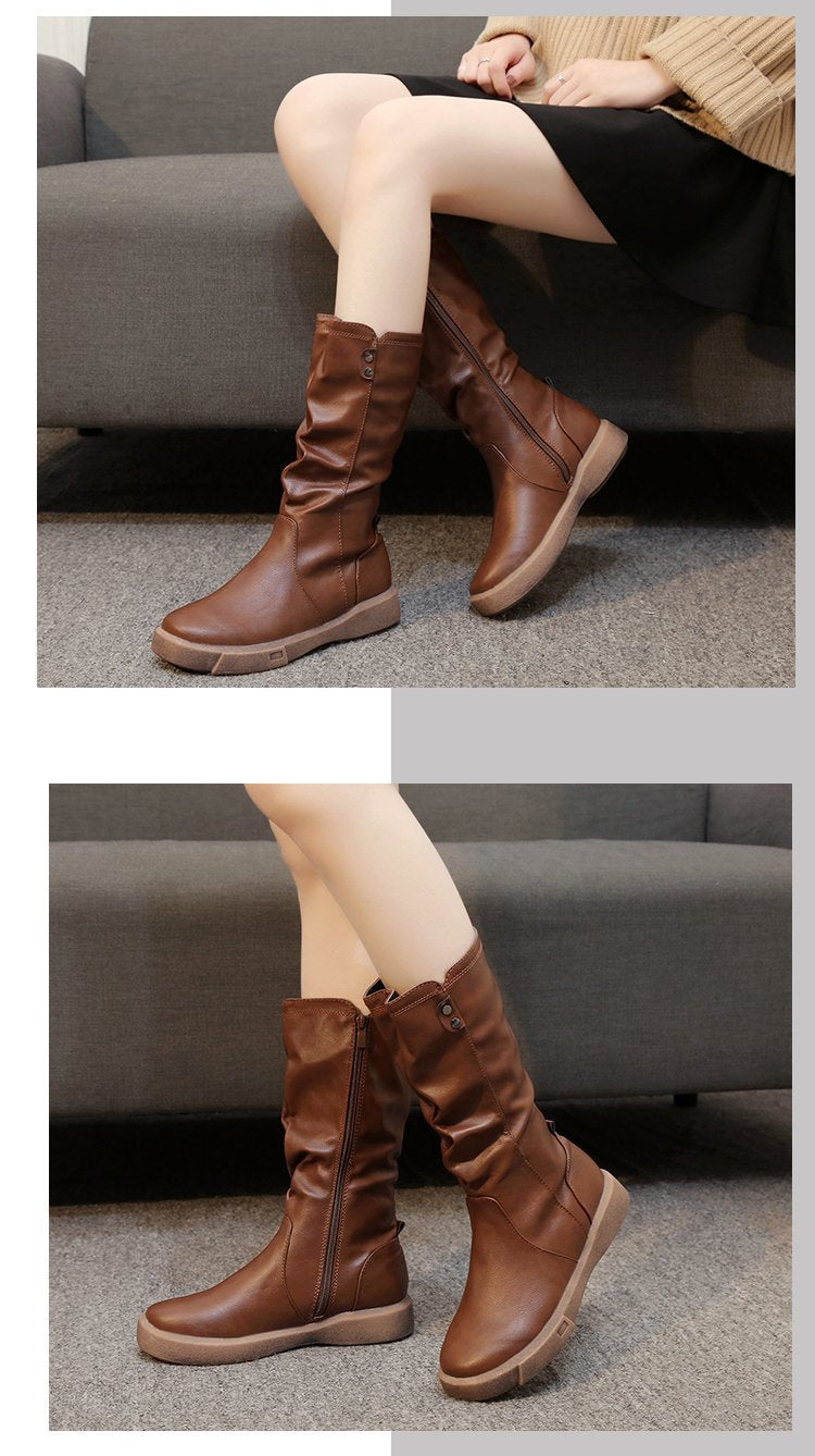 Waterproof Vegan Leather Winter Boots with Zipper Boots