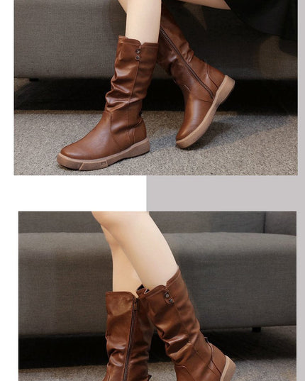 Waterproof Vegan Leather Winter Boots with Zipper Boots