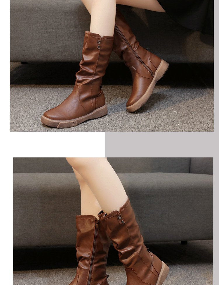 Waterproof Vegan Leather Winter Boots with Zipper Boots