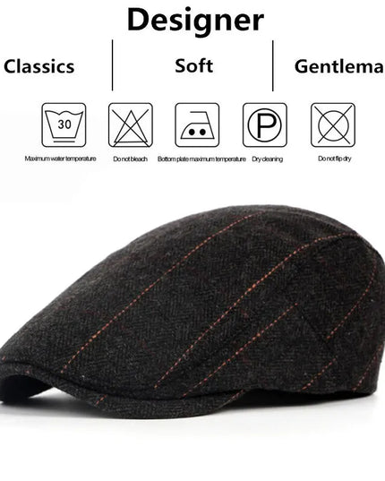 Men’s Wool Herringbone Newsboy Cap Hats