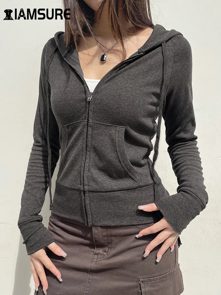 Women's Hoodie Tracksuit Sweatshirt - Casual Streetwear Dark Grey Women's Hoodie