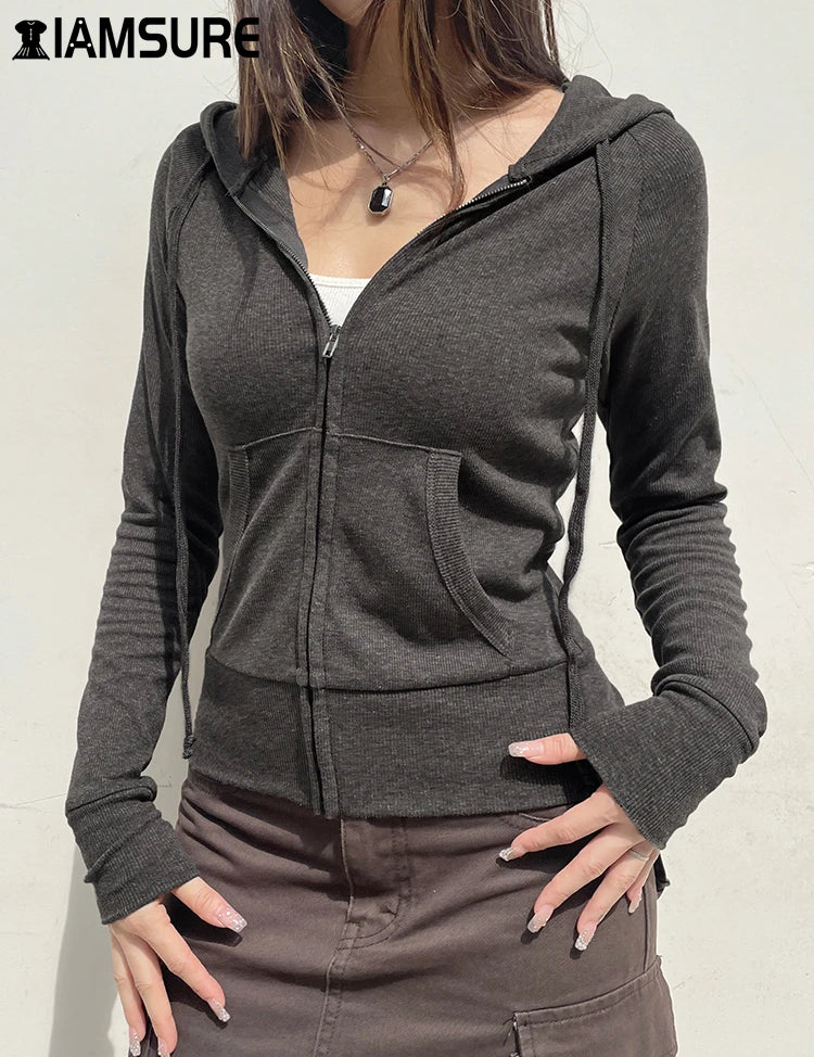 Women's Hoodie Tracksuit Sweatshirt - Casual Streetwear Dark Grey Women's Hoodie