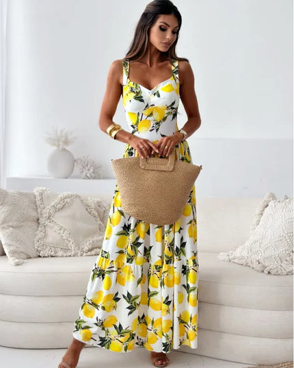 Imani™ | Lemon Spaghetti Strap Summer Dress XXL Dresses