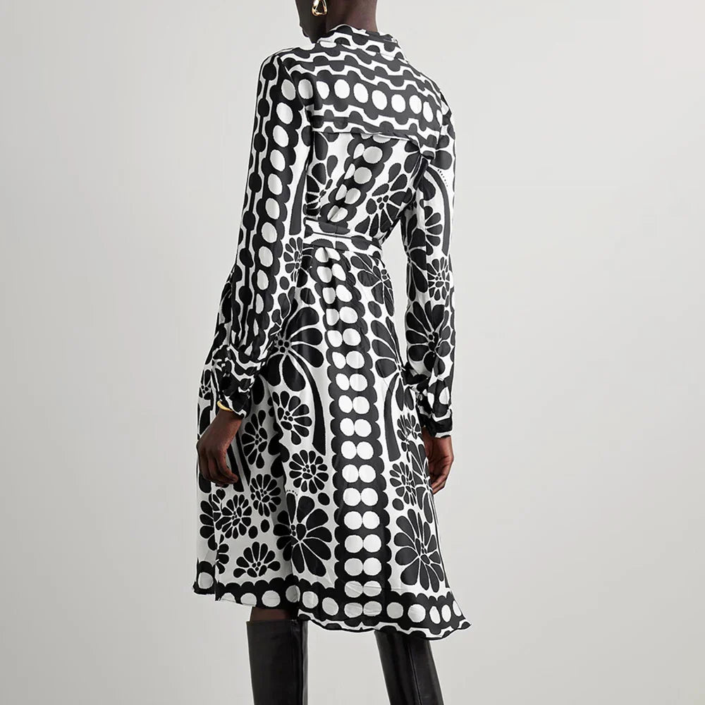 Tatiana™ | Printed Lace-up Waist-Cinching Dress Dress