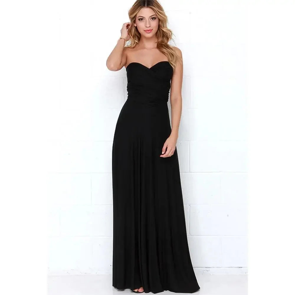 Multiway Wrap Convertible Red Maxi Dress Black Dresses