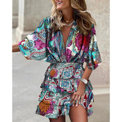 Dahlia™ | Mid Sleeved Summer Dress Blue Dresses