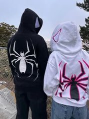 Men’s & Women’s Spider Print Hoodie – Unisex Gothic Streetwear Pullover Hoodies