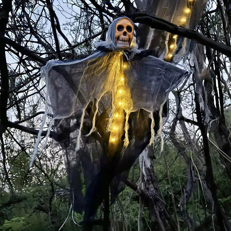 Glowing Skull Hanging Ghost Decor Warm Light Halloween Decorations