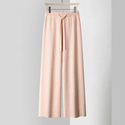 Capri Knit Trousers – Cashmere-Blend Wide-Leg Pants Pink Trousers