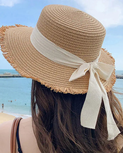 Korean Wide Brim Straw Hat for Women Summer Sun Protection C One Size Hats