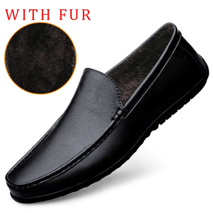 Austin™ | Casual Soft Loafers Black with fur Shoes