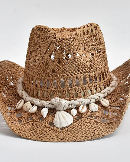 Coastal Seashell Straw Hat Khaki Hats