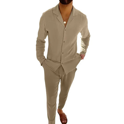 Kai™ | Casual Two Piece Set for Men Khaki Two piece set