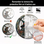 Moonlit Witch & Broom Acrylic Suncatcher Halloween Decorations