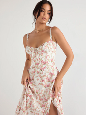 Lace-Up Floral Summer Dress Dresses