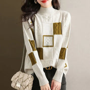 Cozy Mélange Knit Sweater – Chic Patchwork Blend Sweaters