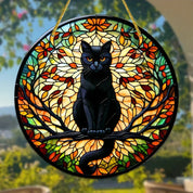 Black Cat Moonlight Window Suncatcher 2 15x15cm Halloween Decorations