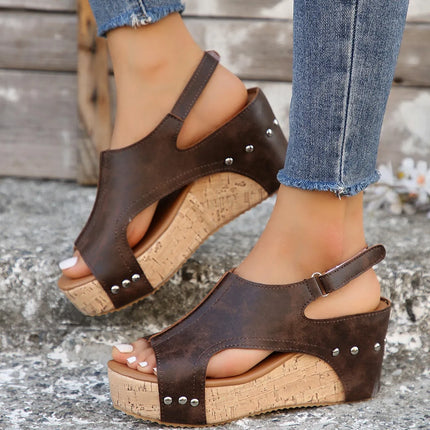 Thalia™ | Stylish Wedge Sandals Brown Shoes & Sandals