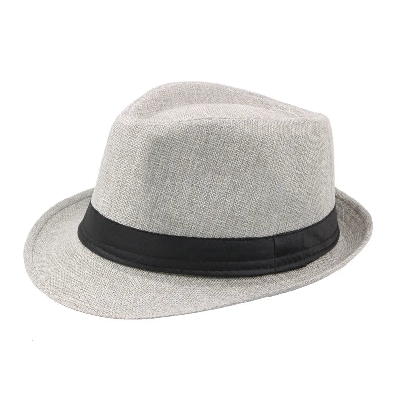 Stylish Wide-Brim Straw Hat for Summer Sun light gray Adult Hats