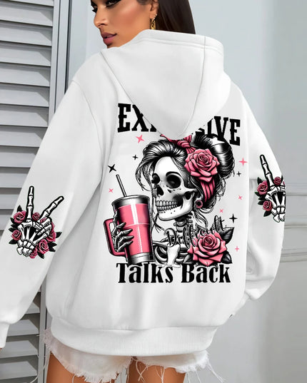 Women’s “Expensive Talks Back” Hoodie White Hoodie