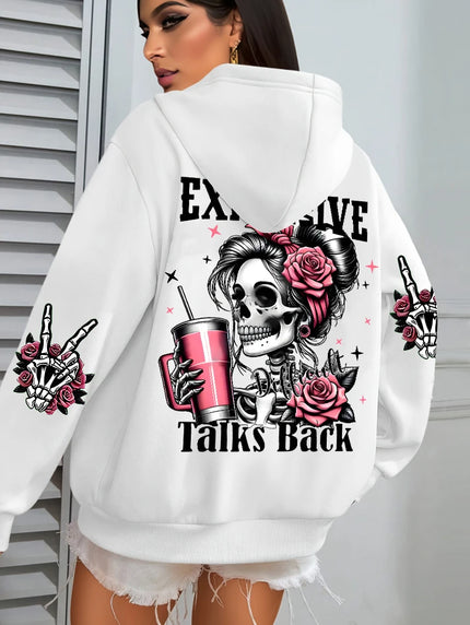 Women’s “Expensive Talks Back” Hoodie White Hoodie