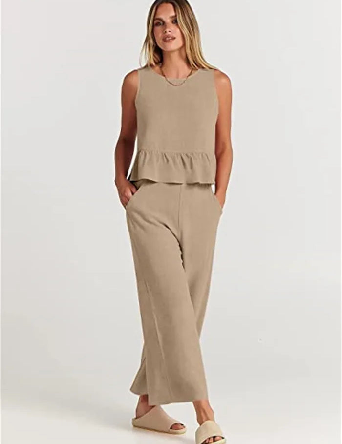 Amara™ | Casual Summer Co-ord Khaki Two piece set
