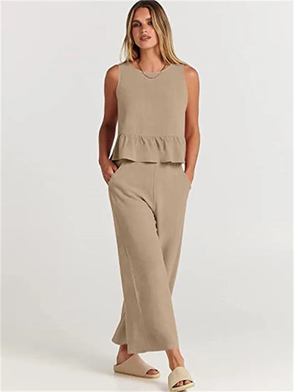 Amara™ | Casual Summer Co-ord Khaki Two piece set