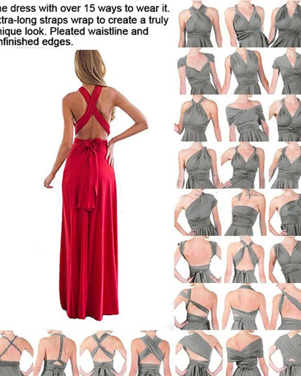 Multiway Wrap Convertible Red Maxi Dress Dresses