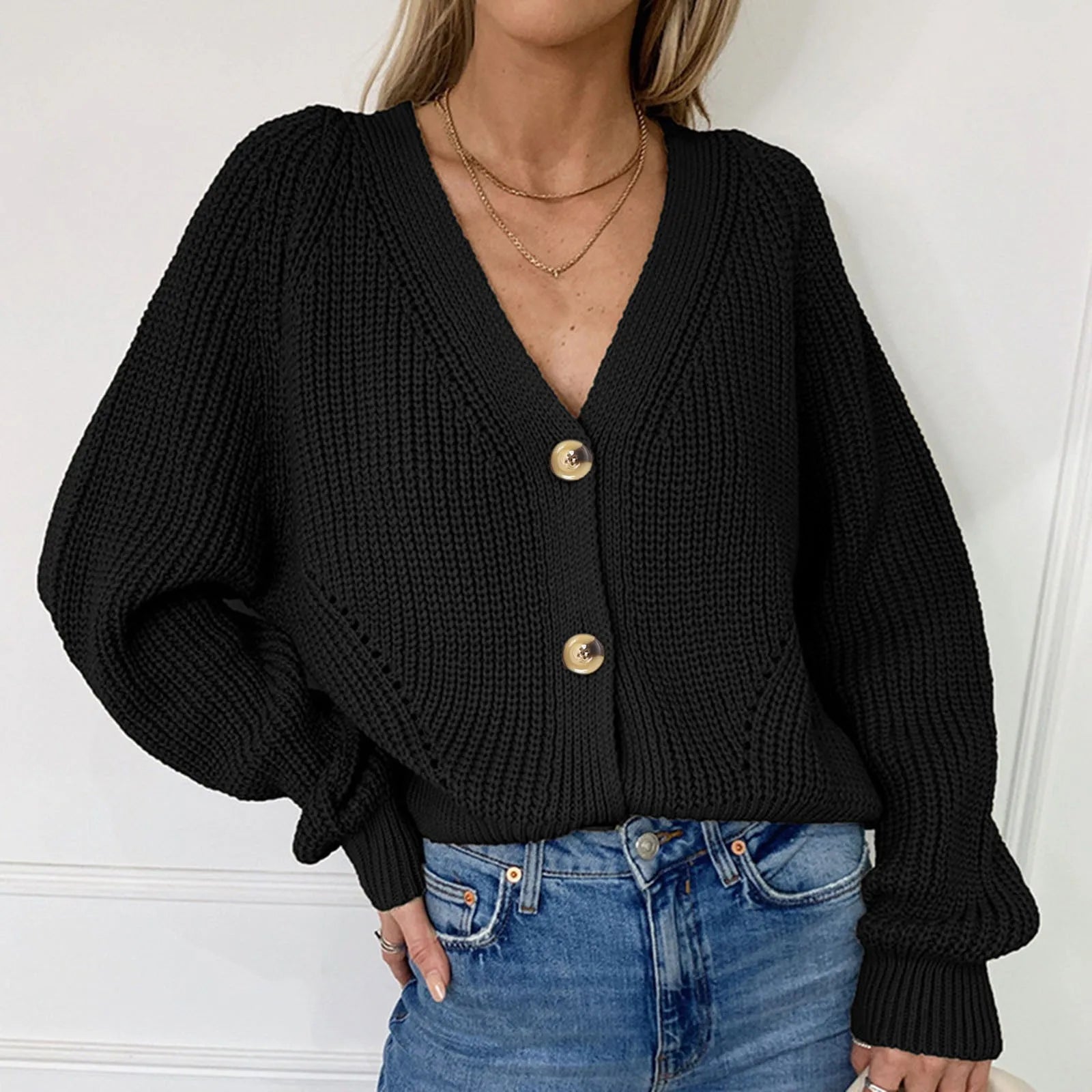 Ramona | Knitted cardigan Black kleding