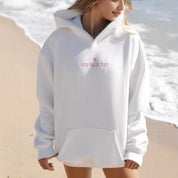 Pink Palm Puff - Drop‑Shoulder Coconut Print Oversized Hoodie Women's Hoodie