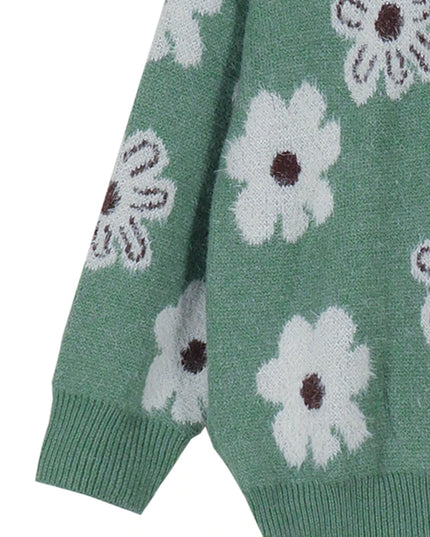 Plus Size Cozy Elegant Printed Zip Crew Neck Sweater Women Sweater