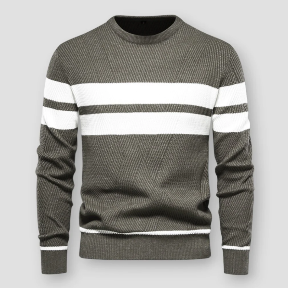 Alex | Striped Knitted Sweater Military Green