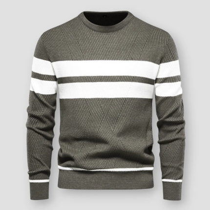 Alex | Striped Knitted Sweater Military Green