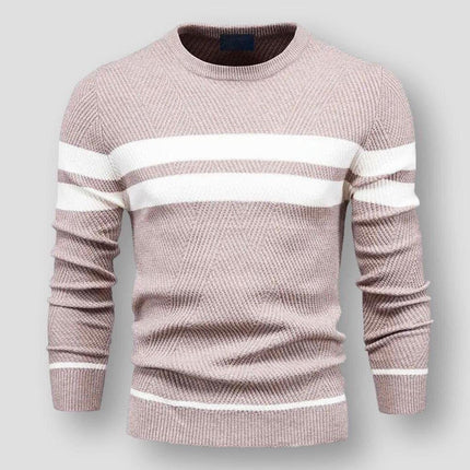 Alex | Striped Knitted Sweater Beige