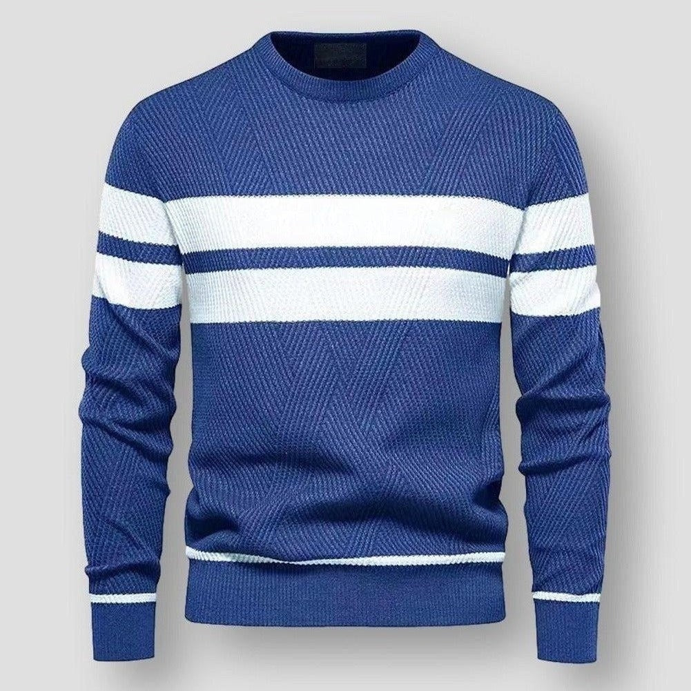 Alex | Striped Knitted Sweater Blue